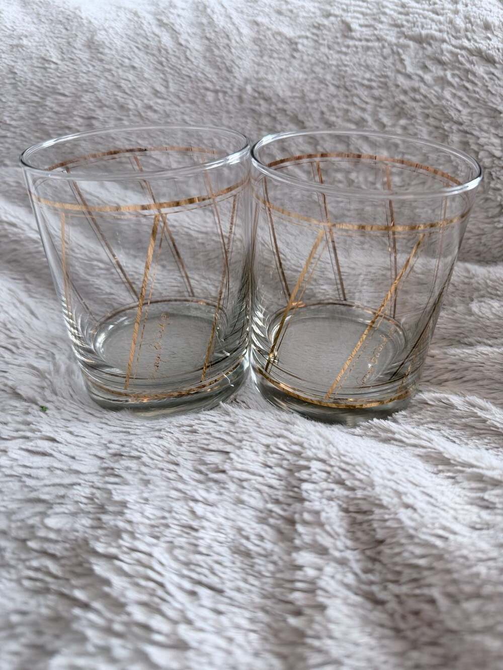 Georges Briard 'Diagonal Gold' Mid-Century Modern Rocks Glasses (Set of 2)
